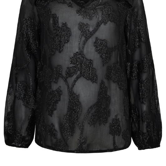 Ofelia Cody bluse | Den smukkeste bluse i sort burnout