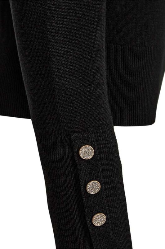 FreeQuent Katie pullover | Sort strik med similiknapper