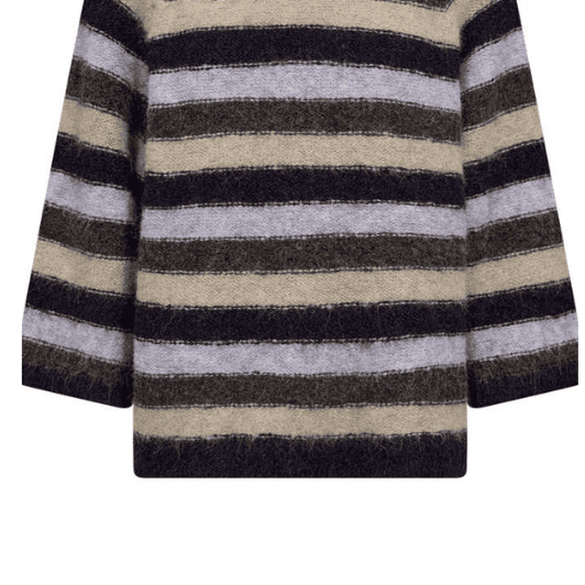 Freequent Lulu stribet strik pulli i lilla toner