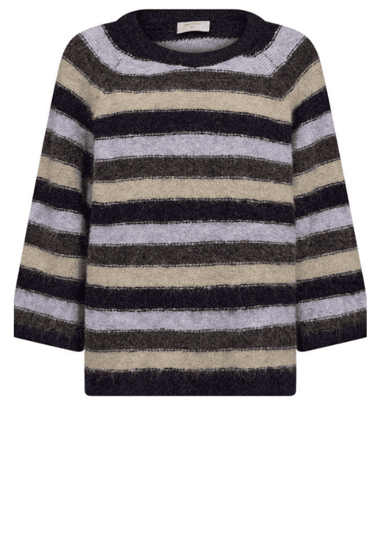 Freequent Lulu stribet strik pulli i lilla toner