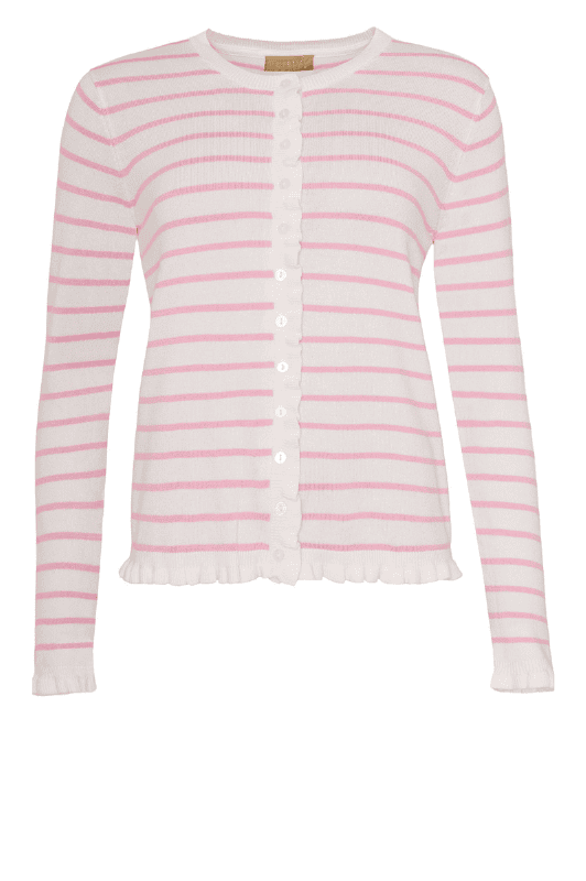 Ofelia Musa strik cardigan I Stribet creme lyserød I Dresslab