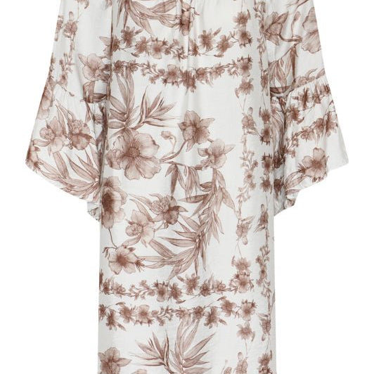 Moondust Lina sand dress I Flot printet viskose sommerkjole