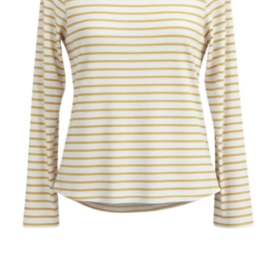 OM-HU Bisma bluse | Langærmet t-shirt strib hvid med gul I Dresslab