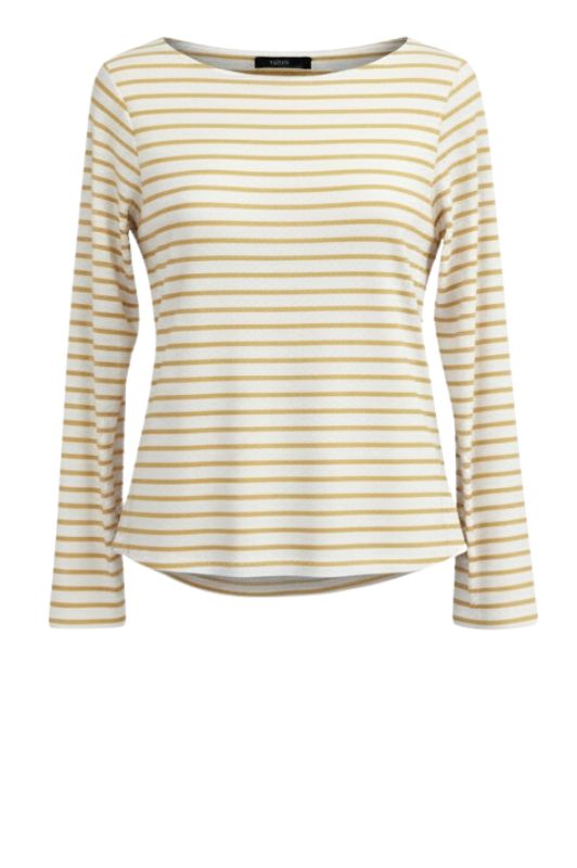 OM-HU Bisma bluse | Langærmet t-shirt strib hvid med gul I Dresslab