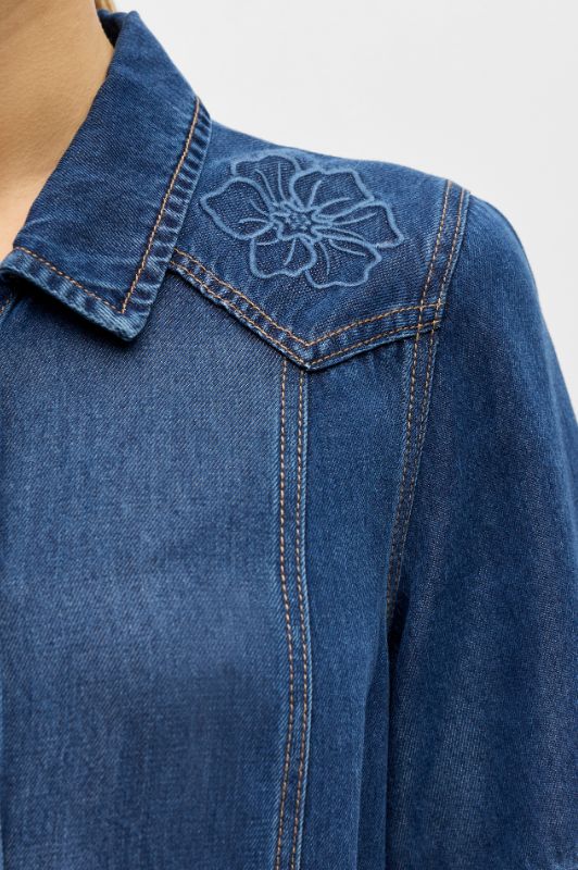 Object Frame dress  I Denim skjortekjole med broderi