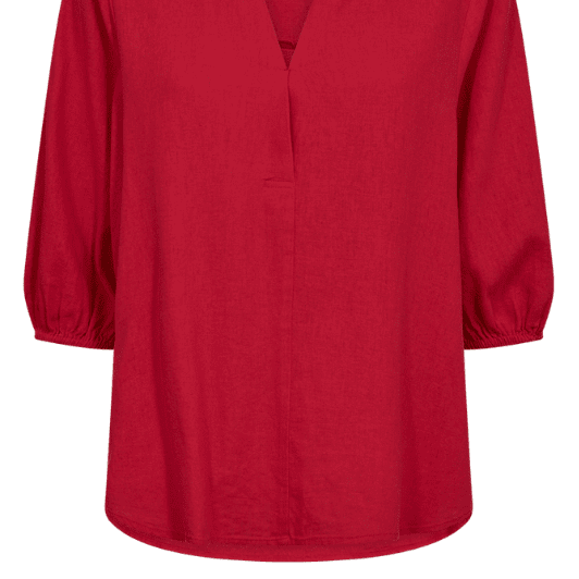 Freequent Lava shirt | Feminin hørbluse i rød I Dresslab
