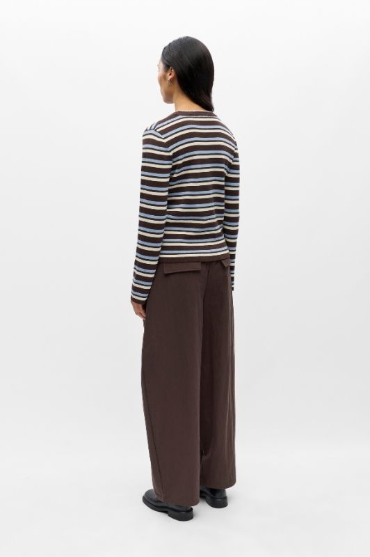 Object Ester pullover I Strikbluse i brun med striber