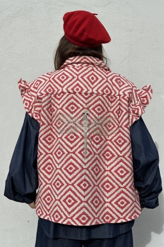 Gaspar Toronto vest I Cool jaquardvest rød