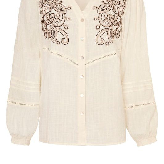 Ofelia Hevi shirt I Offwhite skjorte med broderi I Dresslab