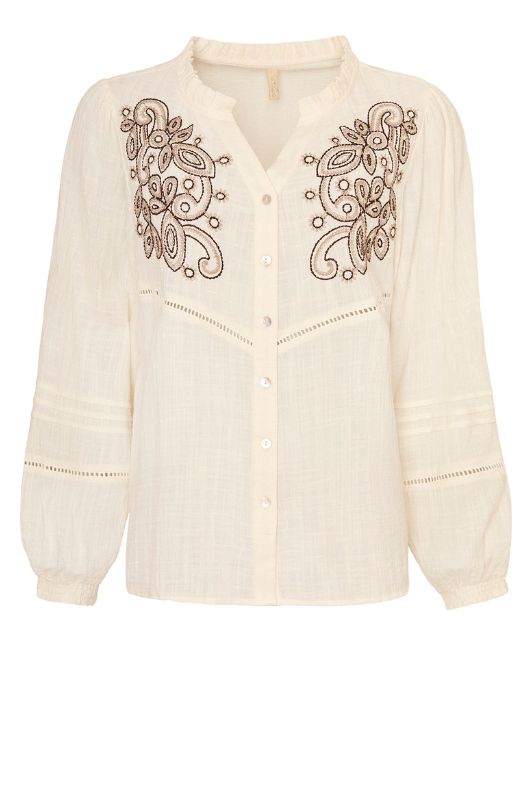 Ofelia Hevi shirt I Offwhite skjorte med broderi I Dresslab