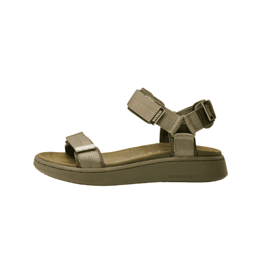 Woden Line sandal | Damesandal i olivengrøn I Natural Soft sål