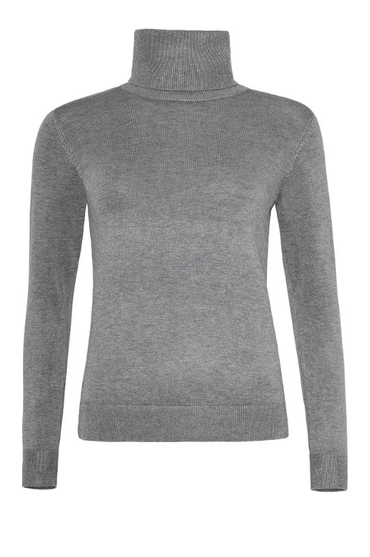 Ofelia Fri rullekrave strik pullover I Gråmelange