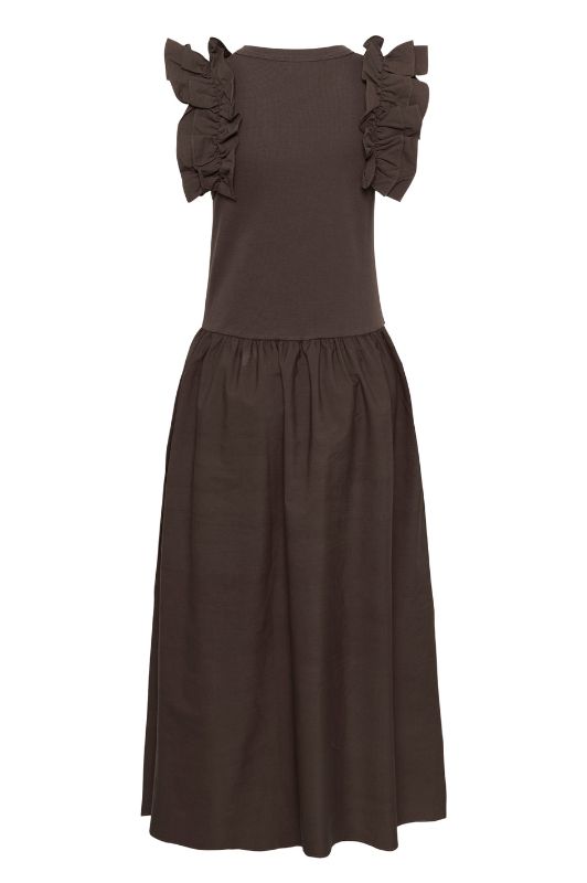 Karen By Simonsen Oda dress I Cool sporty kjole i mørkebrun