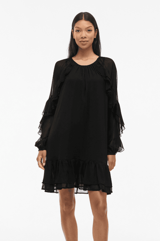 VILA Vibinna Dress | Chiffon kjole i sort