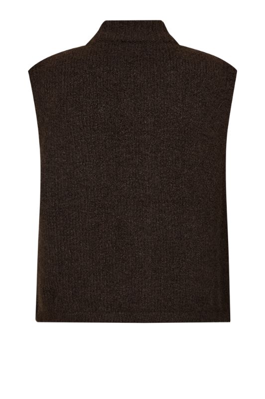 Freequent Lulu vest | Strikket vest i mørkebrun
