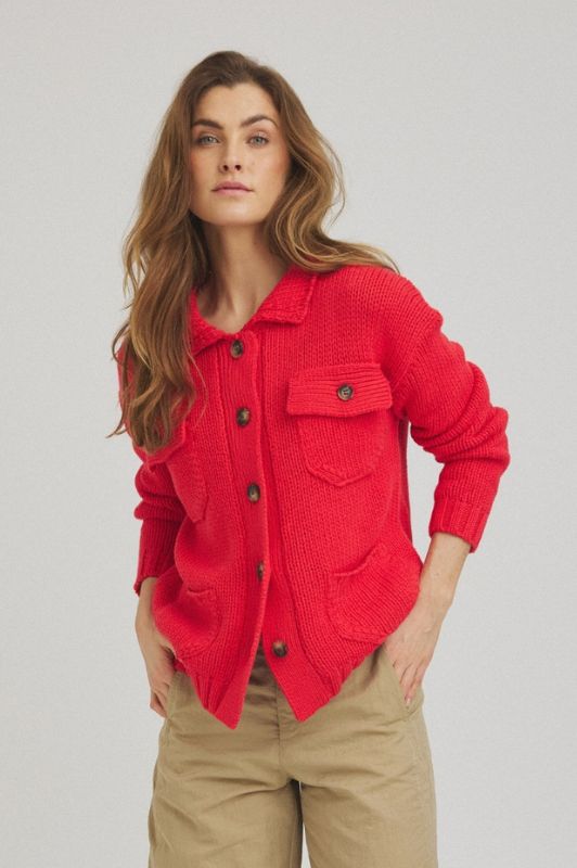 Luxzuz Beatriz knit I Gennemknappet strikcardigan i rød