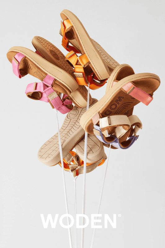 Woden Line sandal | Damesandal i orange I Natural Soft sål