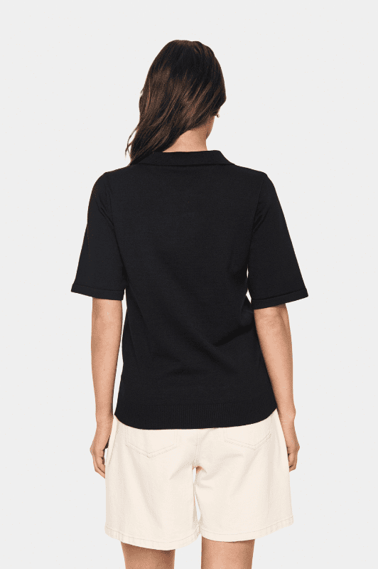 Saint Tropez Mila strik I Polo pullover i sort