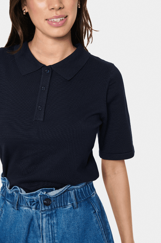 Saint Tropez Mila strik I Polo pullover i navy