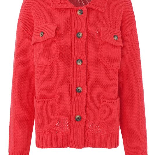 Luxzuz Beatriz knit I Gennemknappet strikcardigan i rød