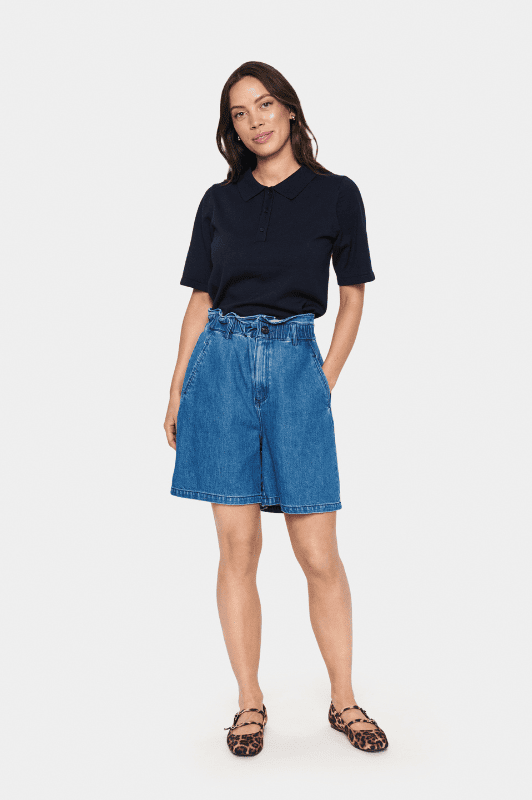 Saint Tropez Mila strik I Polo pullover i navy