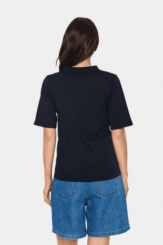Saint Tropez Mila strik I Polo pullover i navy