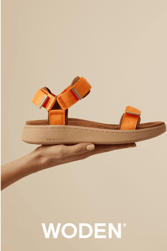 Woden Line sandal | Damesandal i orange I Natural Soft sål