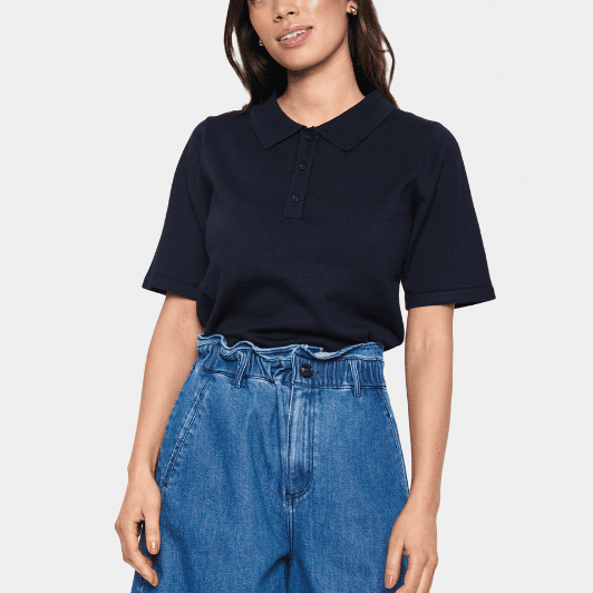 Saint Tropez Mila strik I Polo pullover i navy