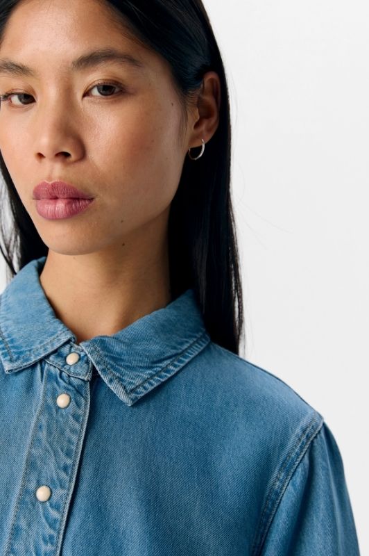 Object Frame light blue denimskjorte med korte ærmer
