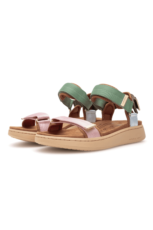 Woden Line sandal | Damesandal i algae multi med Natural Soft sål