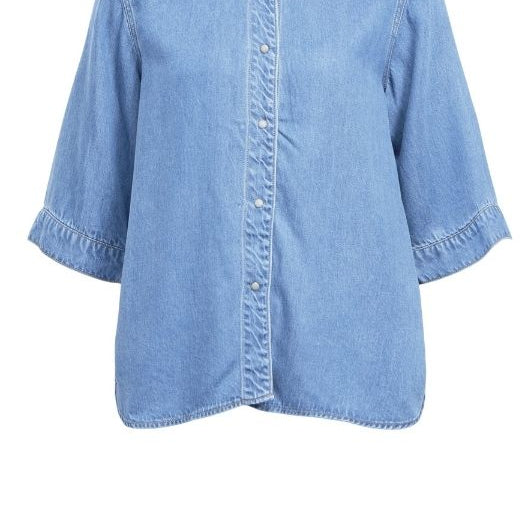 Object Frame light blue denimskjorte med korte ærmer