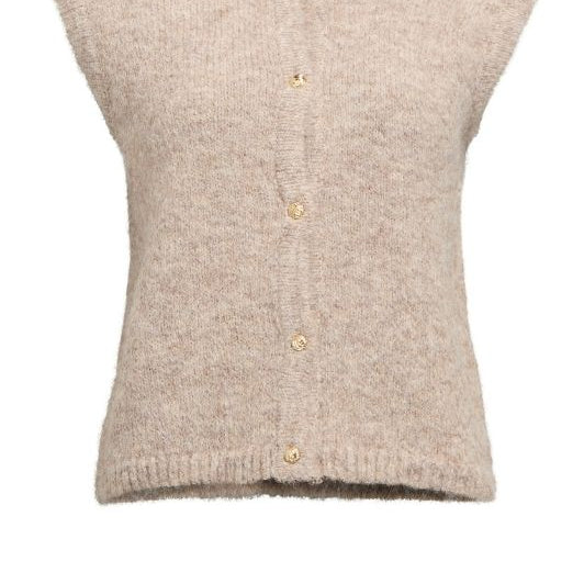 Object Saggia strikvest sandfarvet med guld-look knapper