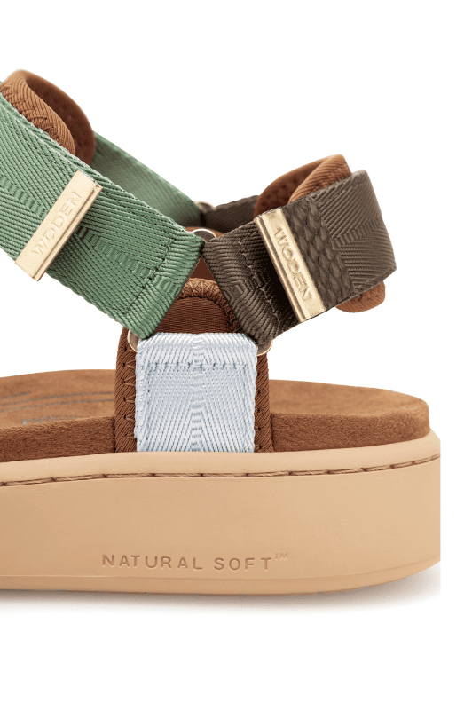 Woden Line sandal | Damesandal i algae multi med Natural Soft sål