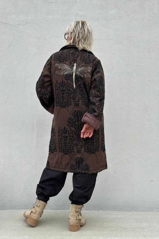 PRE ORDER Gaspar Bruxelles winter coat I Frakke i choko jaquard