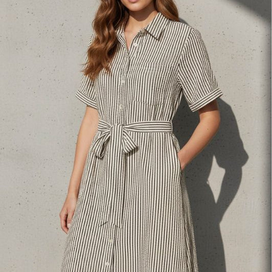 Ofelia Anja kjole I Kjole i strib i bæk og bølge kvalitet brun tunic i viskose I Dresslab (Kopi)