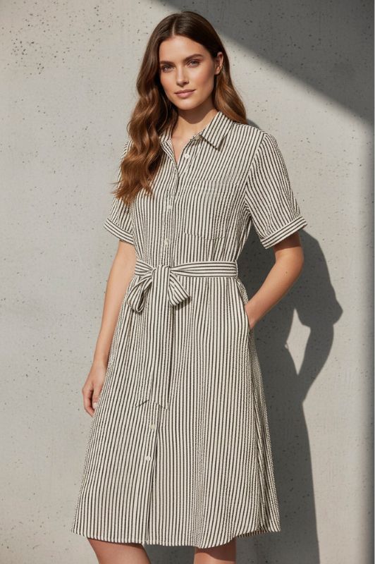 Ofelia Anja kjole I Kjole i strib i bæk og bølge kvalitet brun tunic i viskose I Dresslab (Kopi)