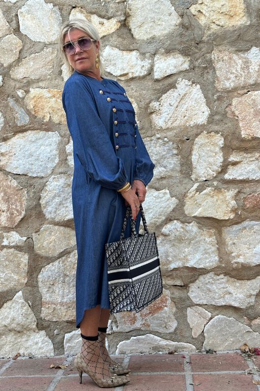 PRE ORDER  Luna zip denimkjole | Cool jeanskjole med guldsmed