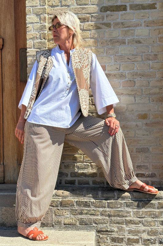 Gaspar Tropea balloon pant  | Stribet buks i brun