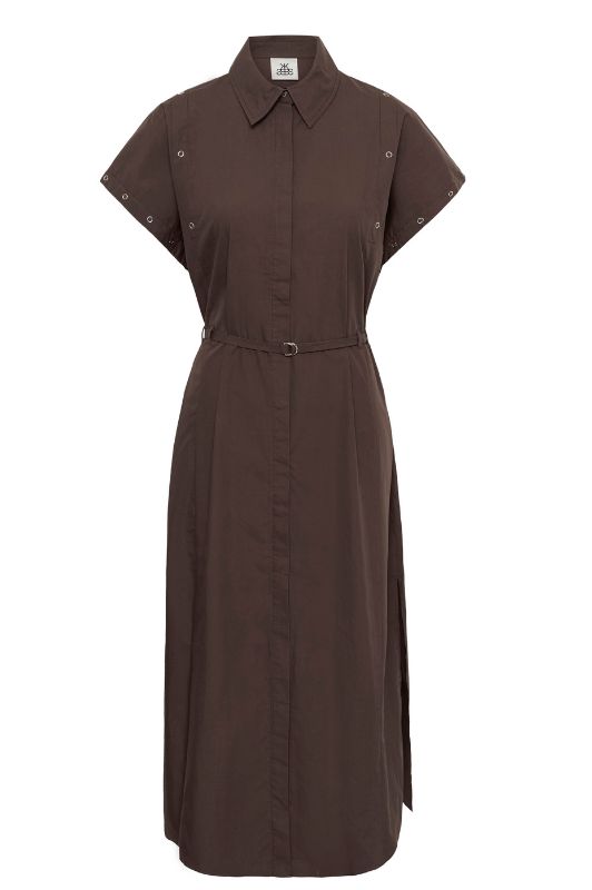 Karen By Simonsen Vicky Dress | Cool brun poplin kjole I Dresslab