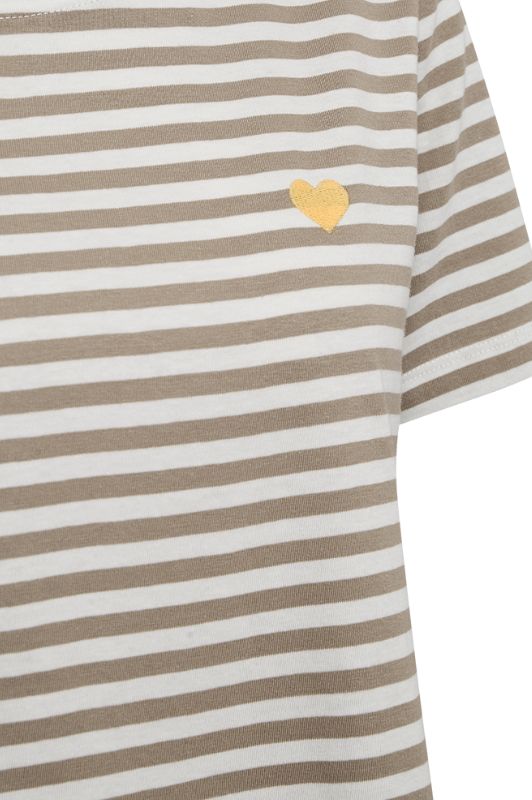 FreeQuent Mian t-shirt | Sand og hvidstribet sommer tee I Dresslab