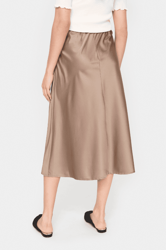 Saint Tropez Disa skirt | Smuk satin midi nederdel | Lys brun