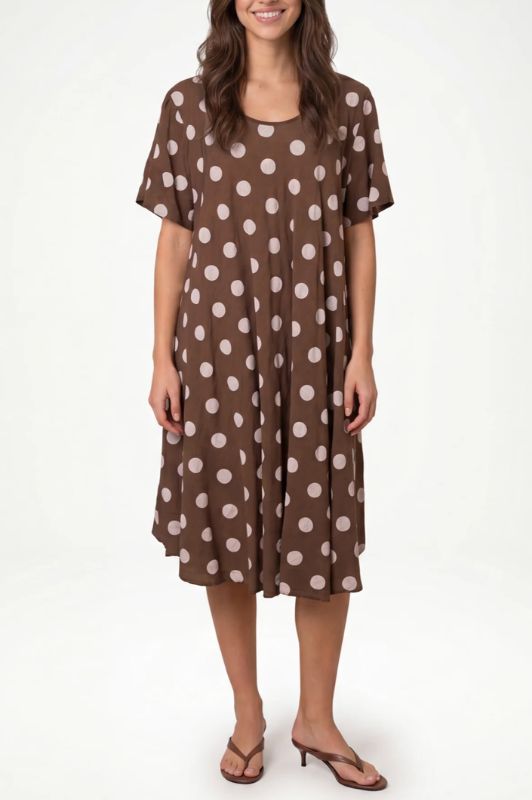 Studio West dress I Sommerkjole polka dot i brun