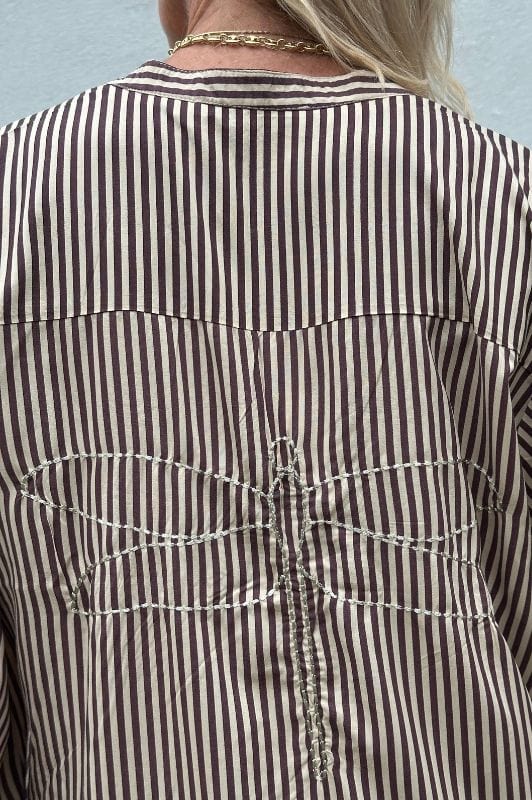 PRE ORDER Gaspar Mumbai stripe dress | Cool kjole i brun strib I Dresslab