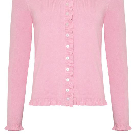 Ofelia Musa strik cardigan I Candy pink med flæsekant