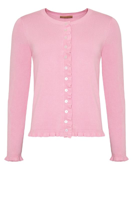 Ofelia Musa strik cardigan I Candy pink med flæsekant