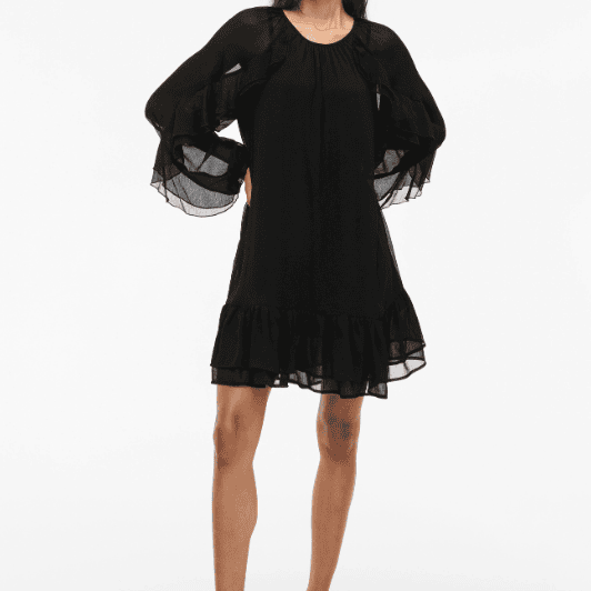 VILA Vibinna Dress | Chiffon kjole i sort