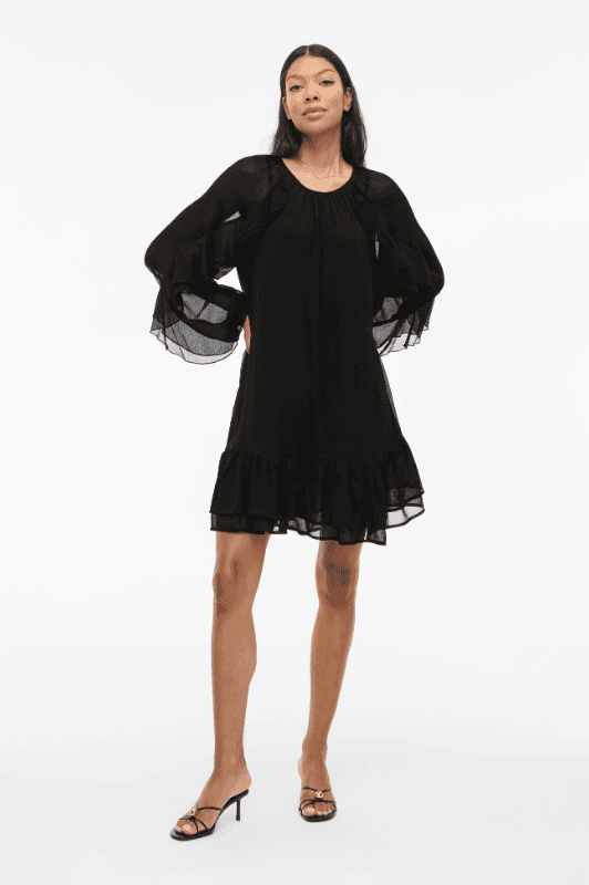 VILA Vibinna Dress | Chiffon kjole i sort