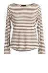 OM-HU Bisma bluse | Langærmet t-shirt strib hvid med brun I Dresslab