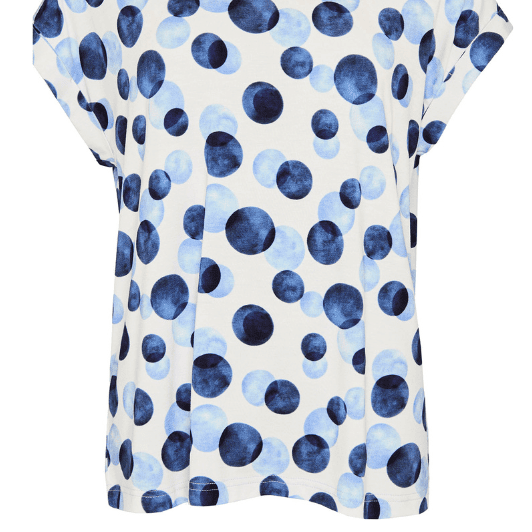 Ofelia Bina t-shirt | Printet blå hvid t-shirt i viscose