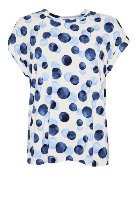 Ofelia Bina t-shirt | Printet blå hvid t-shirt i viscose
